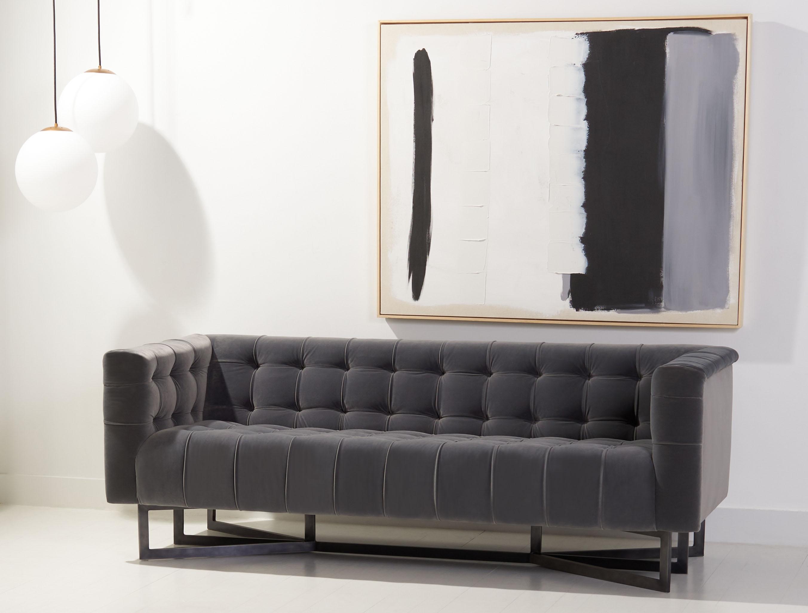 Myra Modern Tufted Sofa - Charcoal - Arlo Home - Image 1