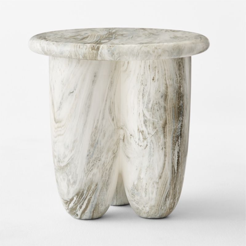Cova Round Marbled Resin Indoor/Outdoor Side Table - Image 2