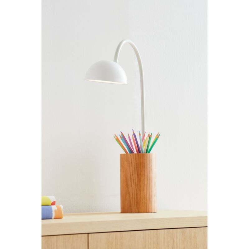 Bug Kids White Desk Lamp with Pencil Cup - Image 1