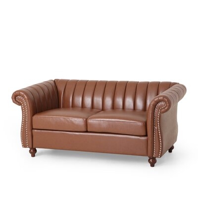 61.75" Wide Faux Leather Rolled Arm Loveseat - Image 0