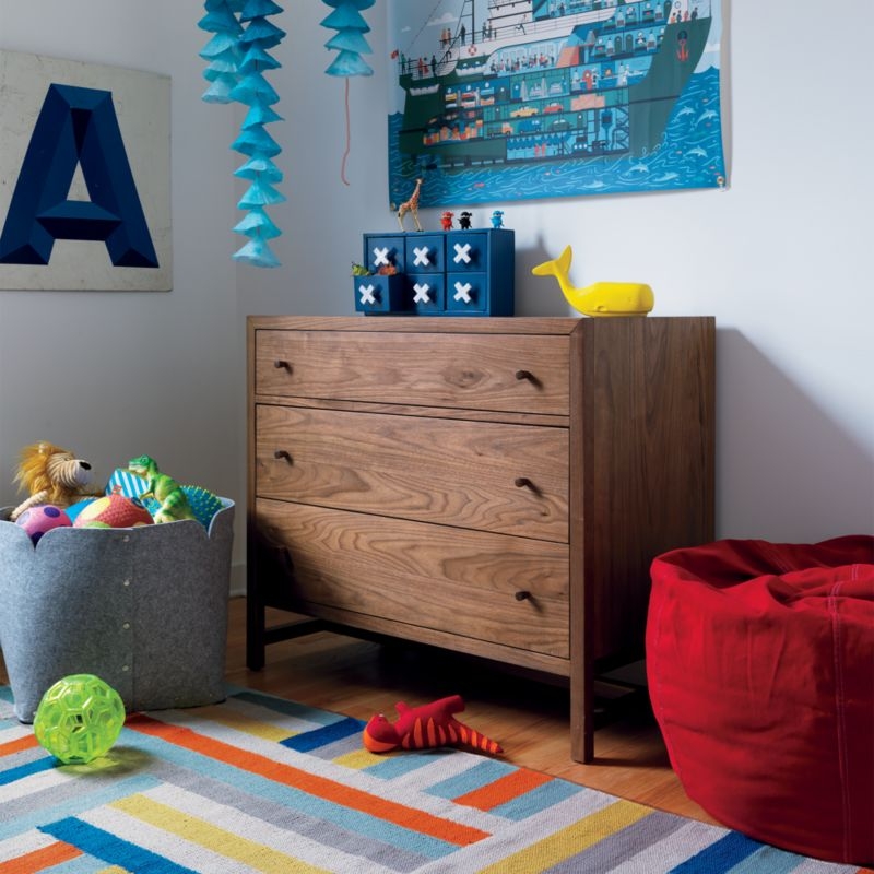 Taylor Walnut Wood 3-Drawer Kids Dresser - Image 1