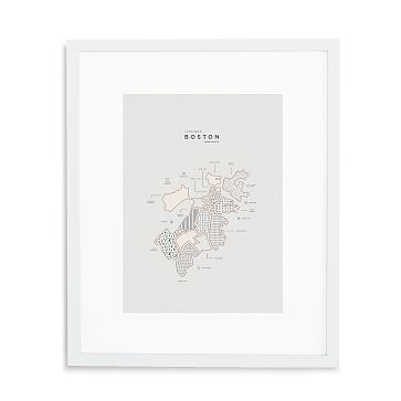 Boston Letterpressed Map Print, Natural Frame, 16"x20" - Image 2