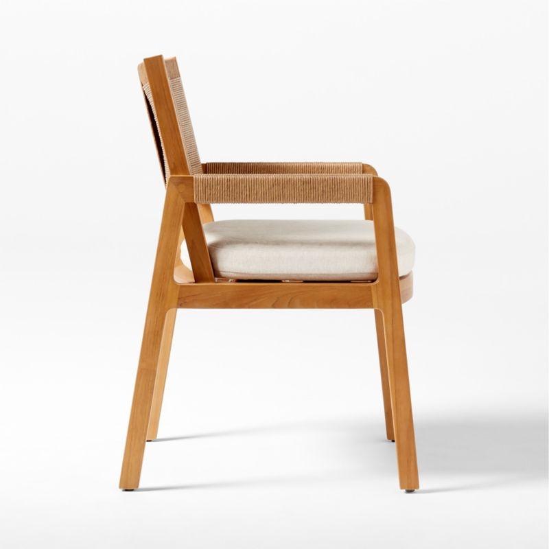 Roc Teak and Rattan Dining Armchair with Ivory Sunbrella® Cushion - Image 6