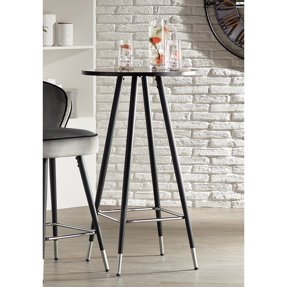 Elba 40 1/2" High Black and Chrome Pub Table - Image 0