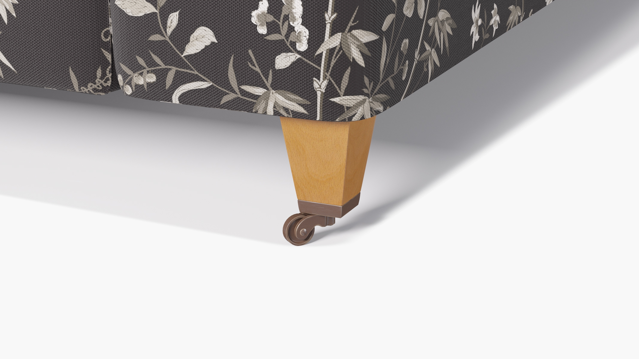 Classic Sofa, Black Bamboo Garden, Natural with Antique Brass Caster - Image 6