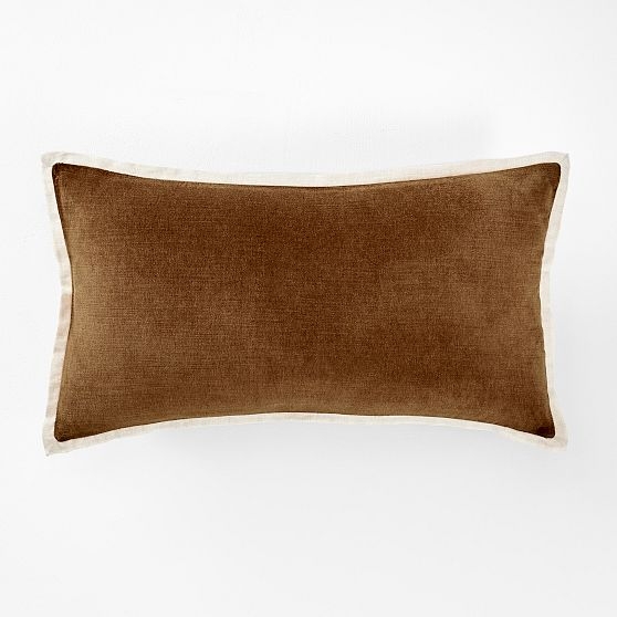 Classic Cotton Velvet Pillow Cover, Cumin, 12"x21" - Image 0