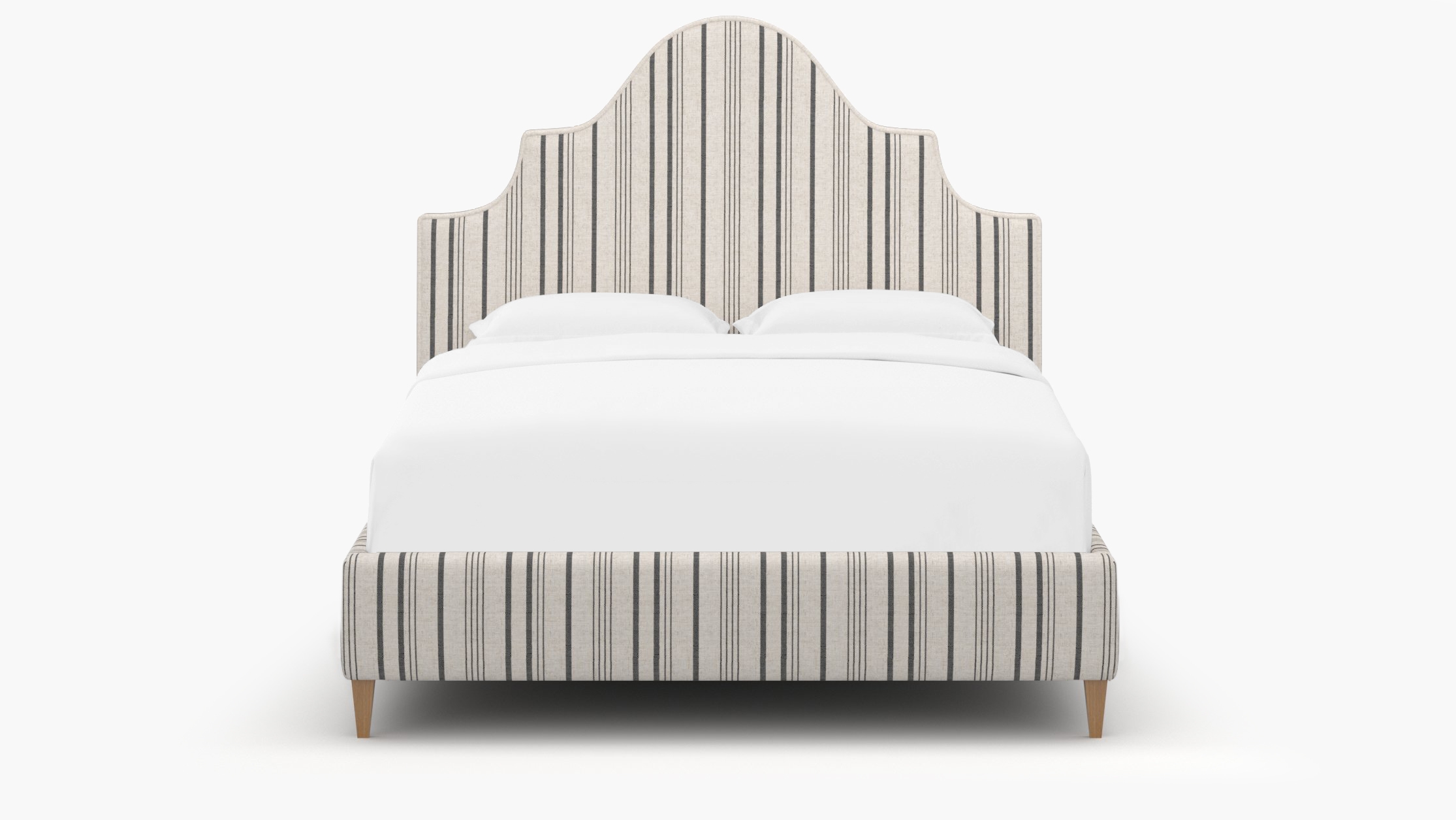Statement Bed, Black Market Stripe, Natural Square Tapered Leg, Twin - Image 0
