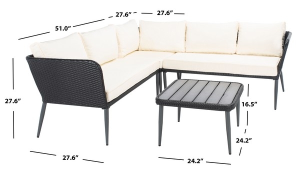Indoor-Outdoor Serson 4 Pc Sofa Set - Black/Beige - Safavieh - Image 5