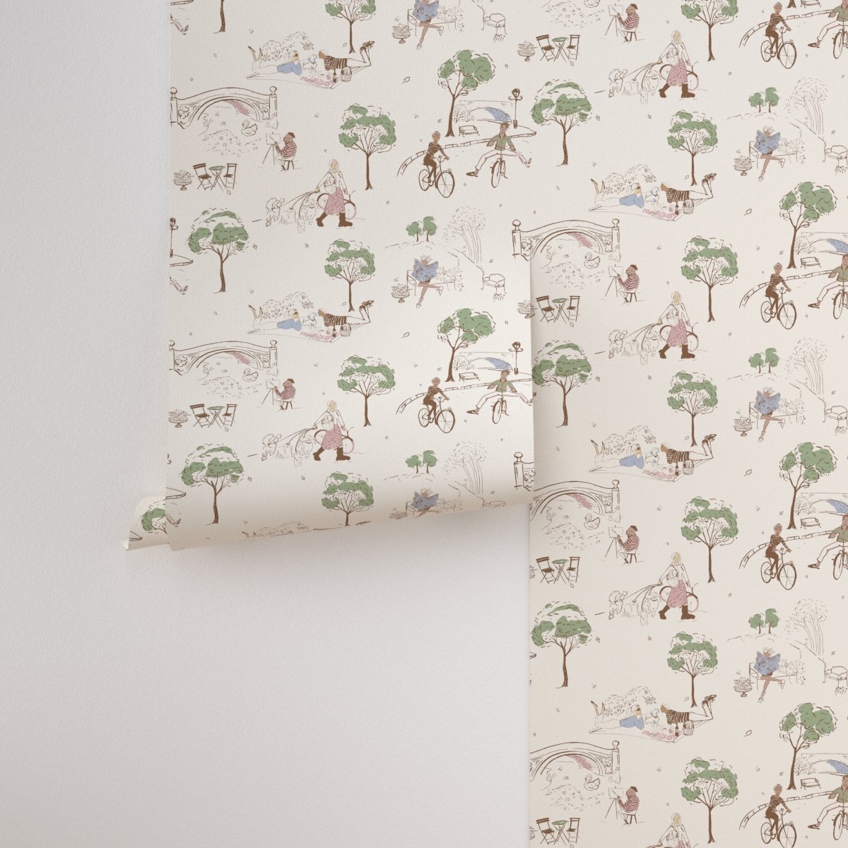 Peel and Stick Wallpaper Roll, Multi Central Park Toile - Image 1
