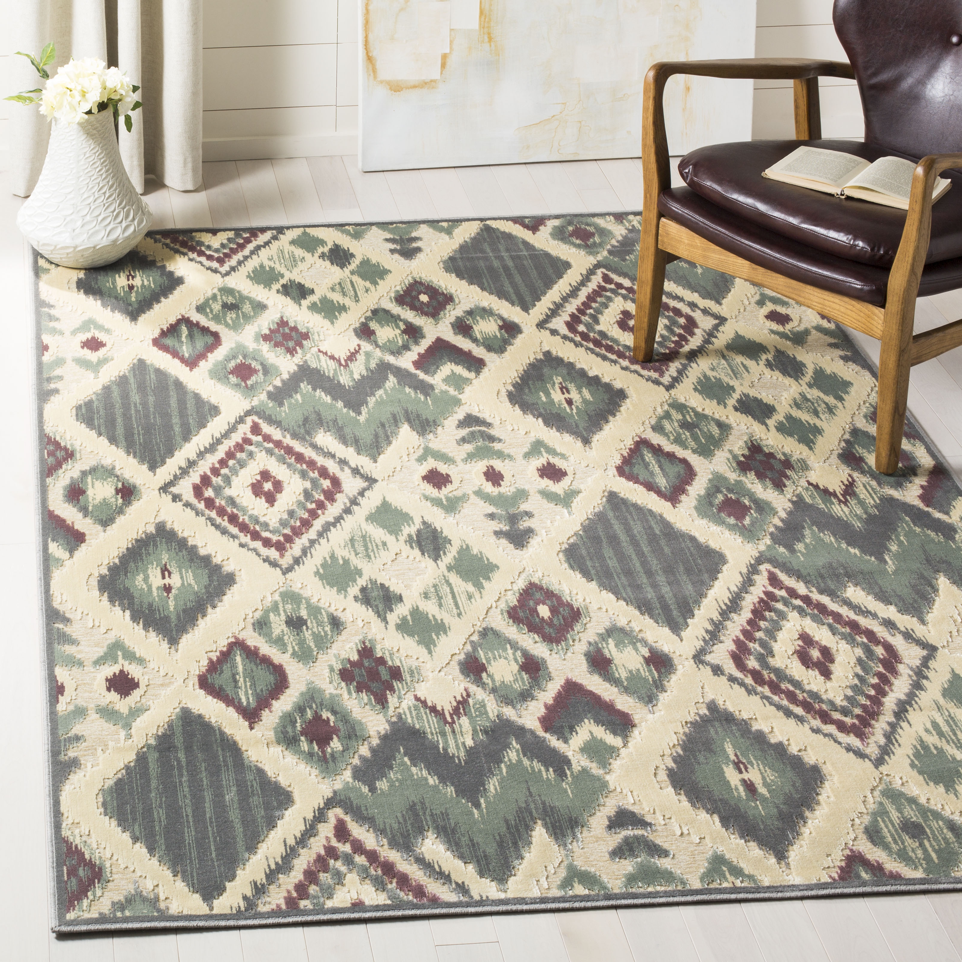 Arlo Home Woven Area Rug, PAR114-740, Grey/Multi,  4' X 5' 7" - Image 1