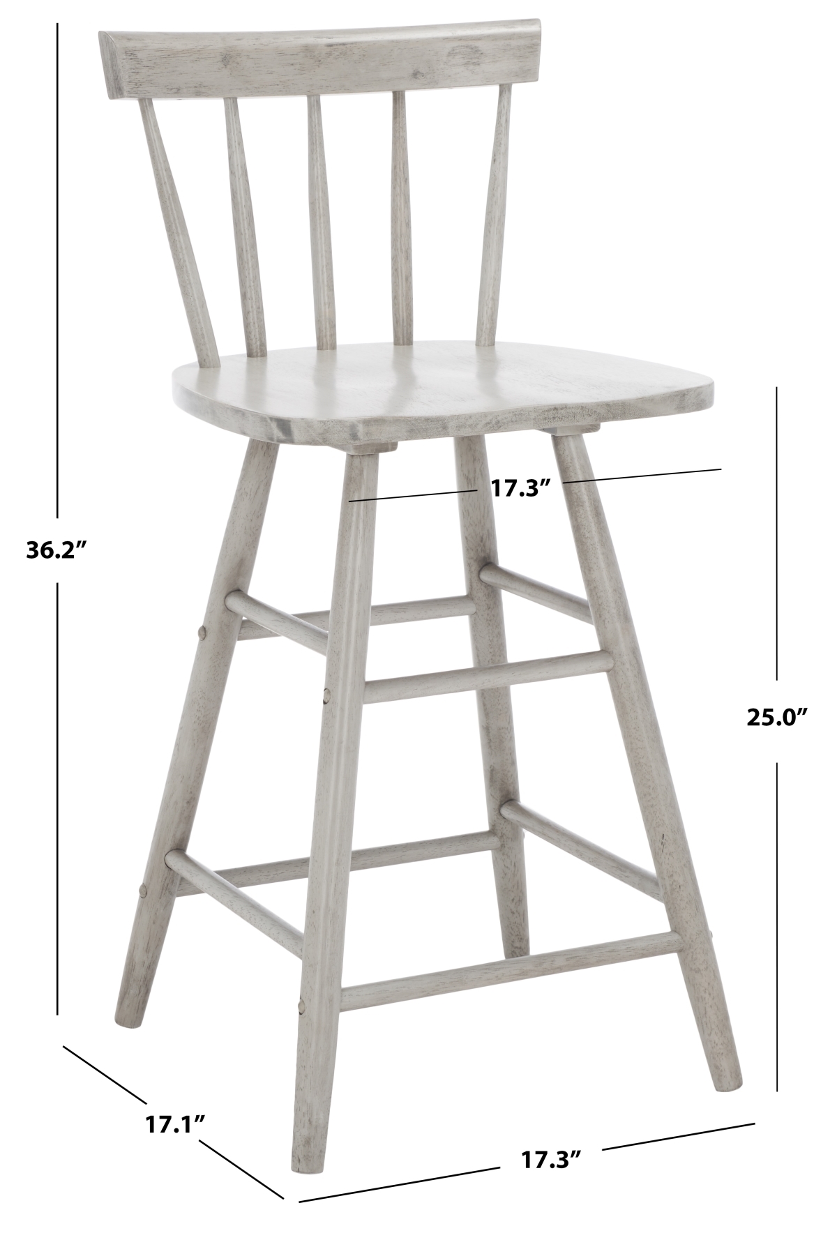 Tally Wood Counter Stool - Grey - Safavieh - Image 8