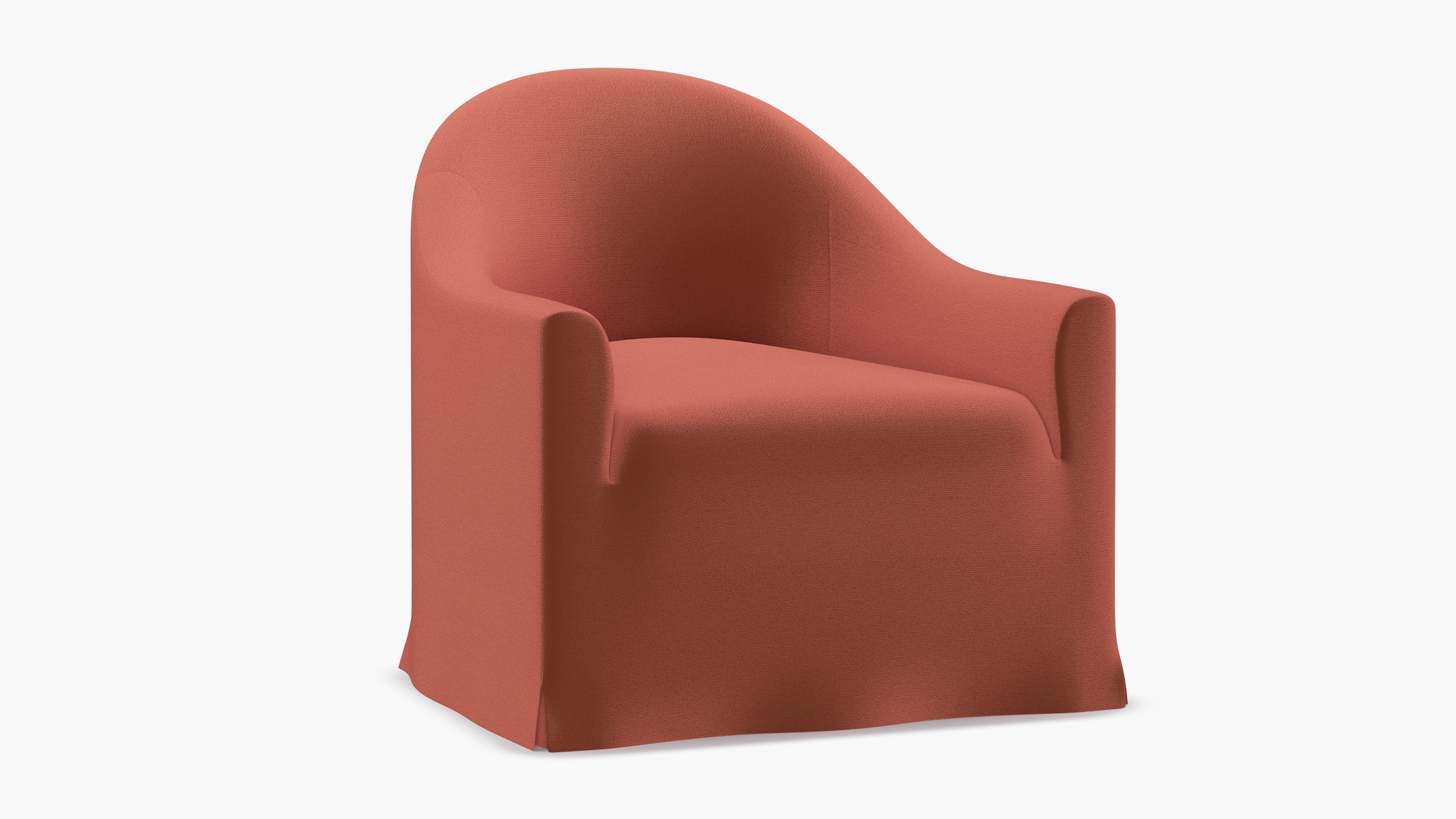 Slipcover Swivel Chair, Terracotta Performance Velvet - Image 1