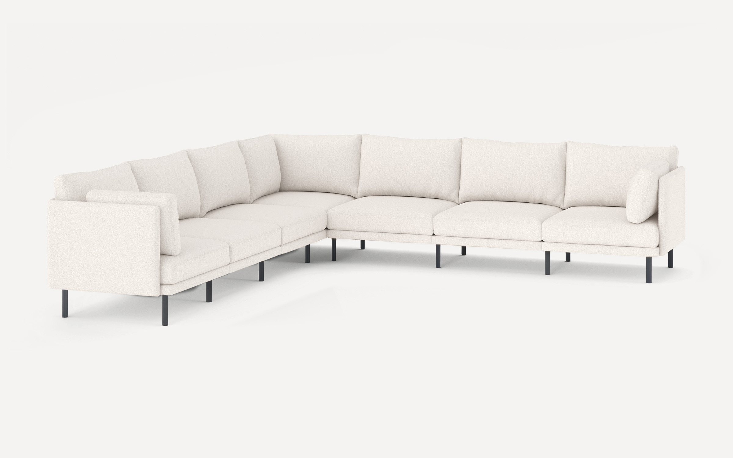 Field 7-Piece Sectional - Ivory - Performance Boucle / Black - Metal - Image 0