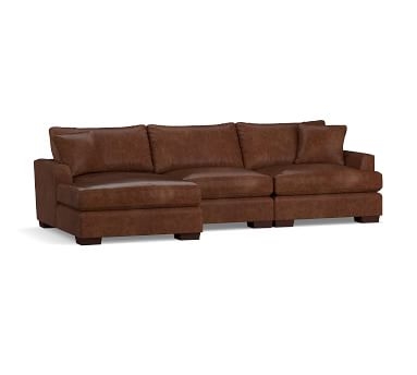 Sullivan Fin Arm Leather Deep Seat Left Arm Sofa with Chaise Sectional, Down Blend Wrapped Cushions, Churchfield Camel - Image 4