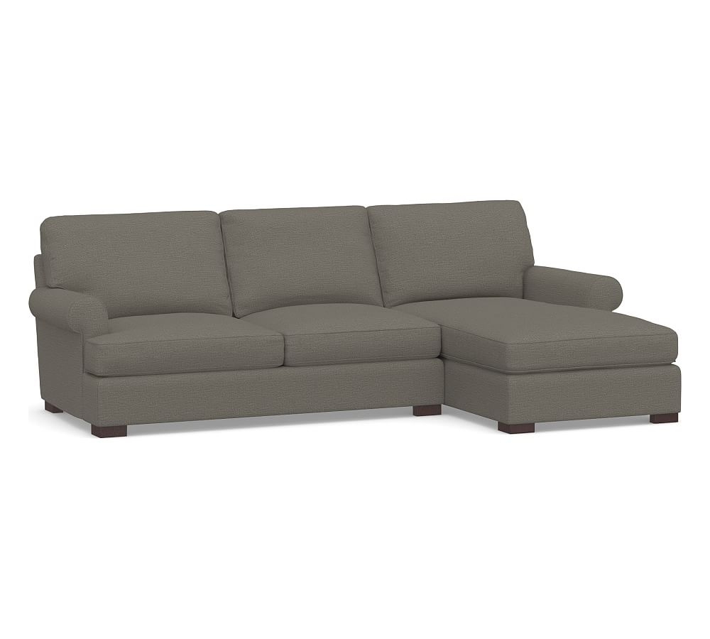 Townsend Roll Arm Upholstered Left Arm Sofa with Chaise Sectional, Polyester Wrapped Cushions, Chunky Basketweave Metal - Image 0
