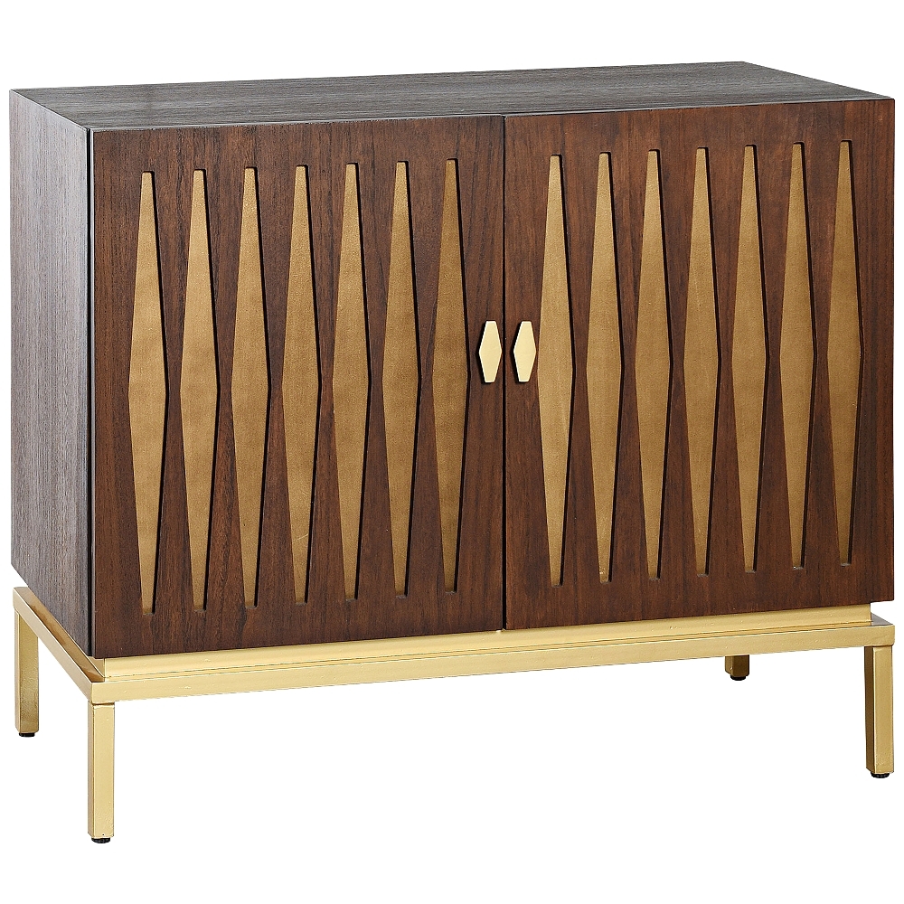 Ryker 38"W Chestnut Brown and Gold 2-Door Credenza Cabinet - Style # 89G88 - Image 0