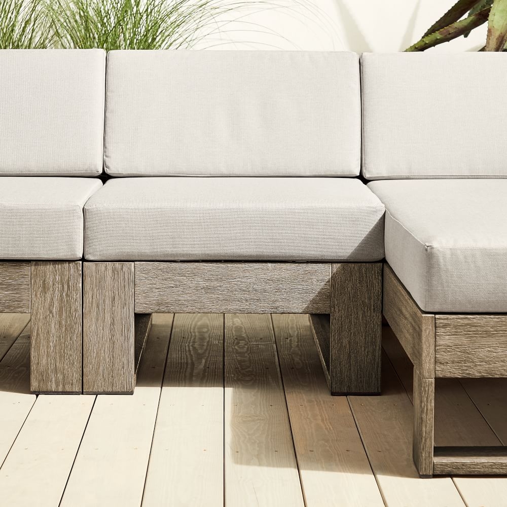 Portside Outdoor 120 in 3-Piece Chaise Sectional, Driftwood - Image 2