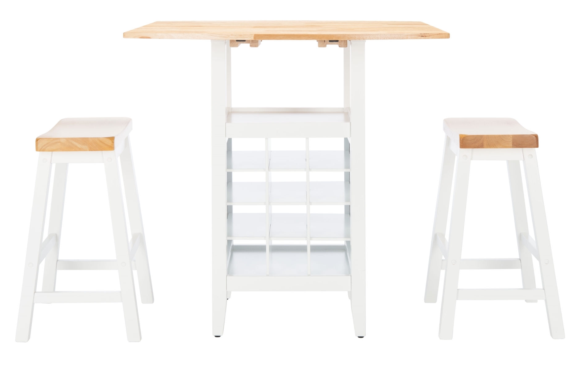 Casey 3 Piecec Drop Leaf Pub Set - Natural / White - Safavieh - Image 0