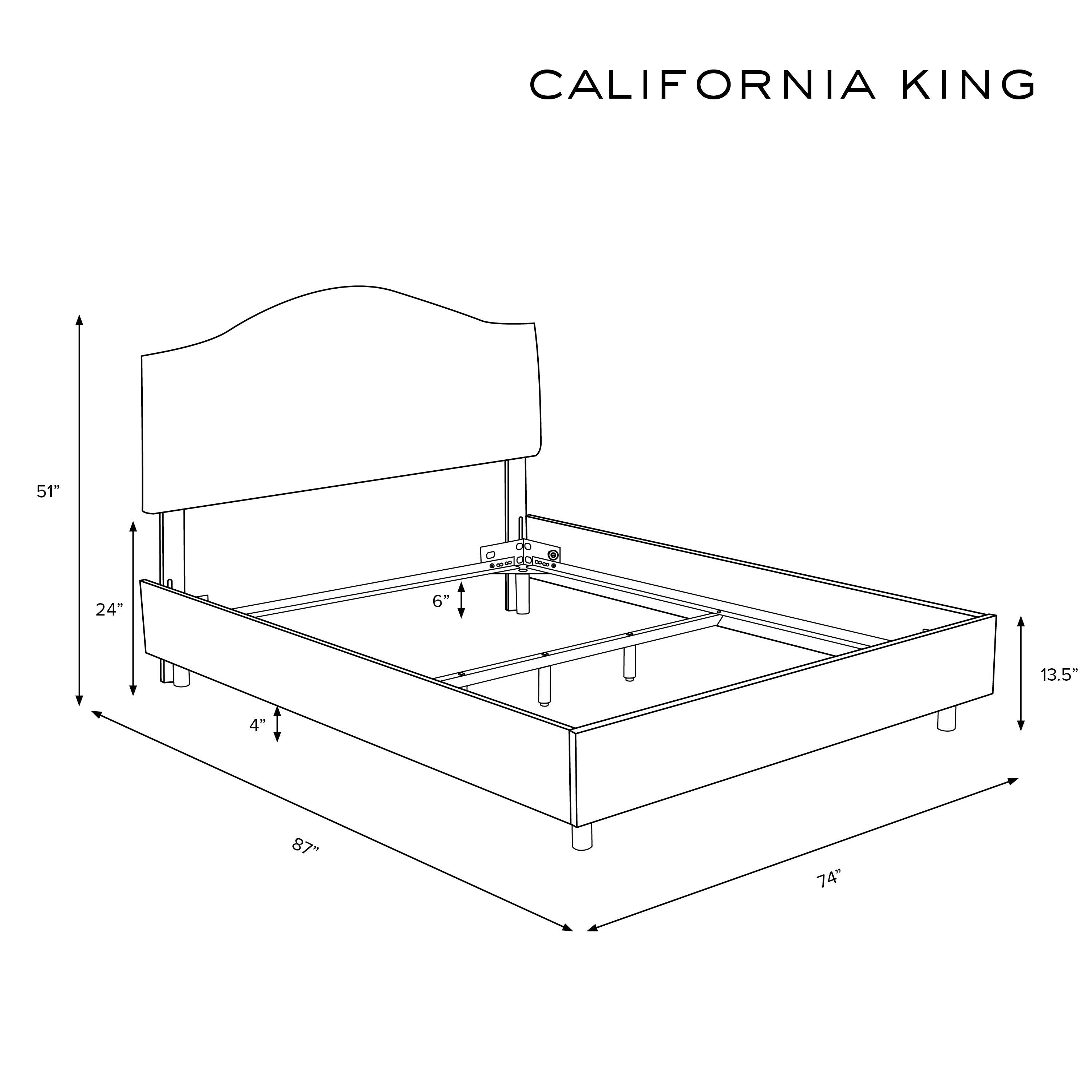 California King Kenmore Bed in Linen Talc - Image 5
