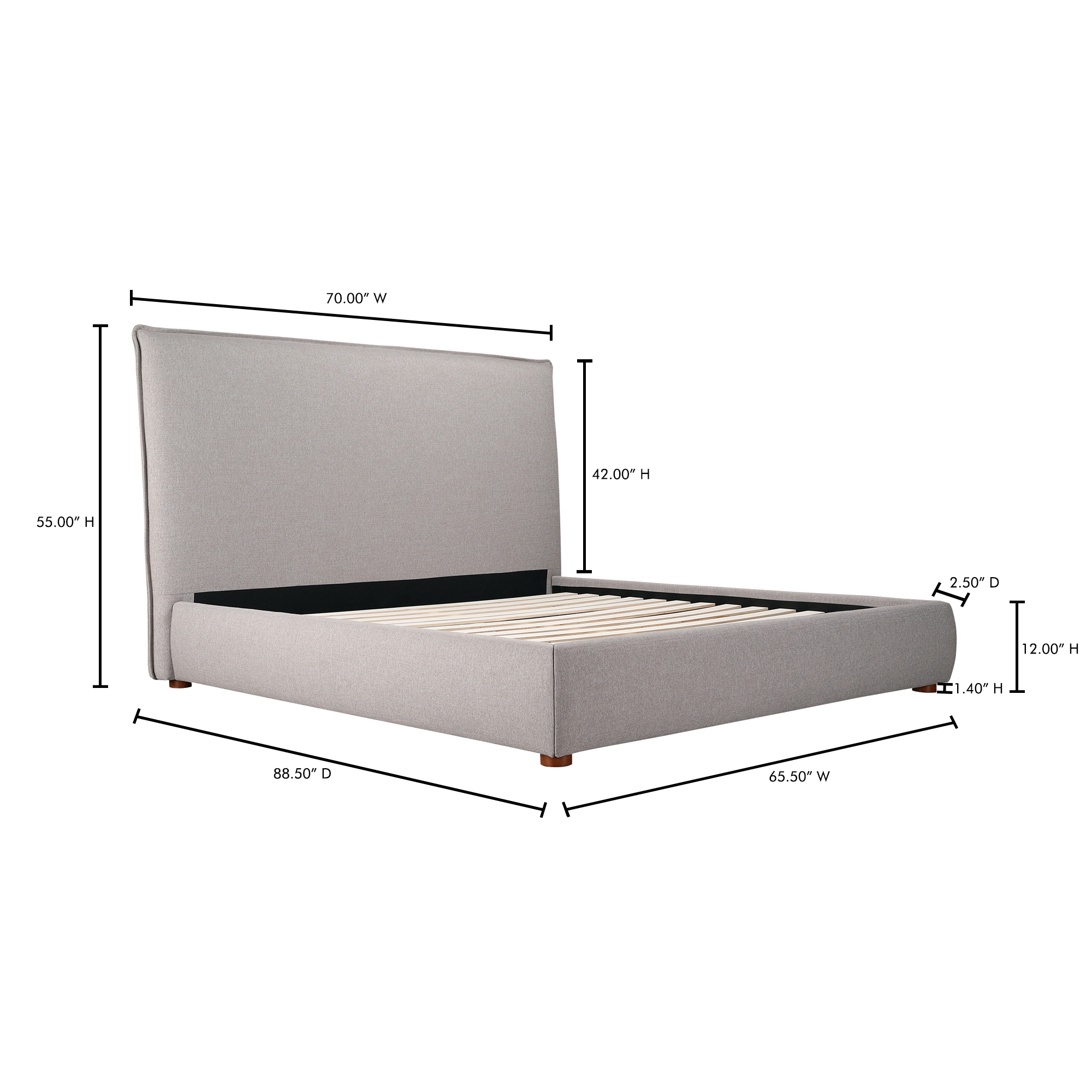 Luzon Queen Bed Tall Headboard Greystone - Image 12