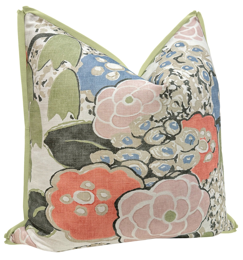 LAURA // BLUSH AND GREEN | THIBAUT - 20" X 20" / CORDING / Celadon - Image 1