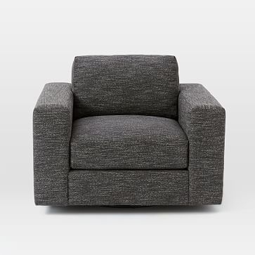 Urban Swivel Chair, Performance Coastal Linen, Platinum - Image 2