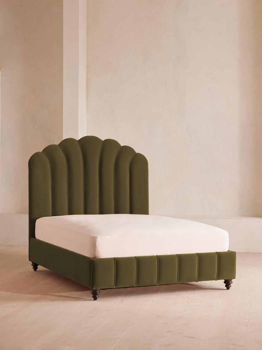 Manette Bed, California King, Velvet, Olive, US - Image 0