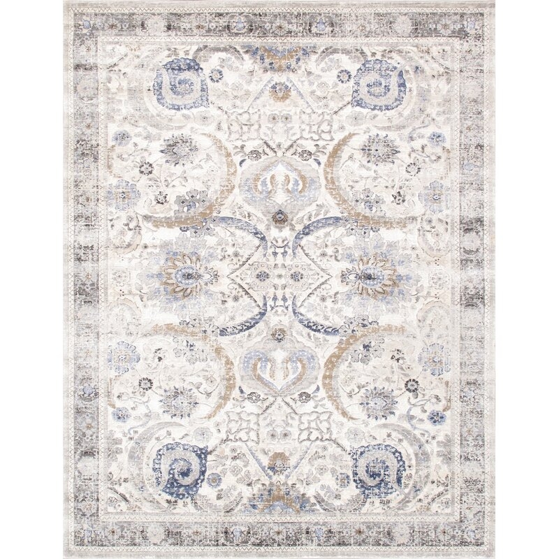 Pasargad Amadeus Oriental Ivory/Gray/Blue Area Rug Rug Size: Rectangle 9' x 12' - Image 0