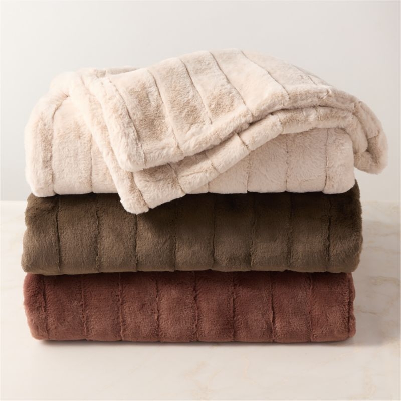 Channel Chestnut Brown Faux Fur Throw Blanket - Image 3