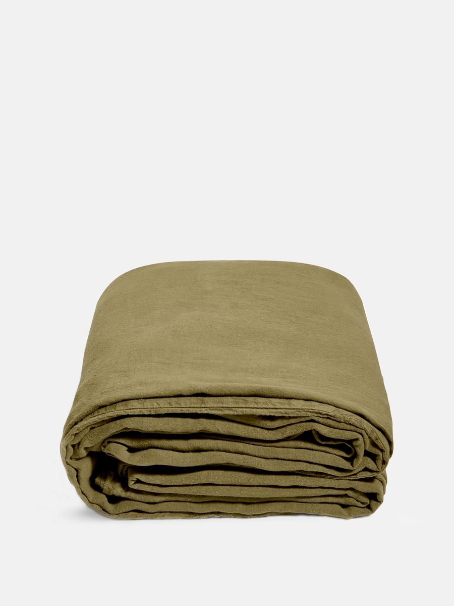 Luna Linen Duvet Cover, Olive, California King, US - Image 0