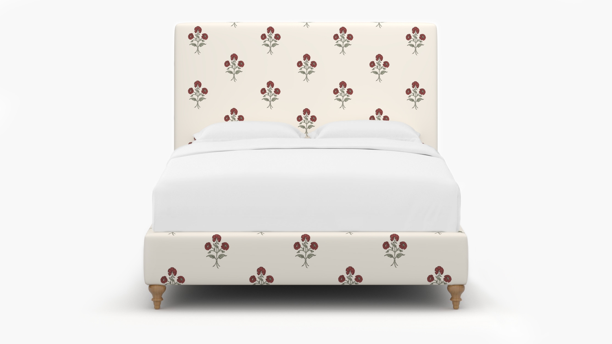 Classic Bed, Red Delphine, Natural Traditional Turned Leg, Full - Image 1
