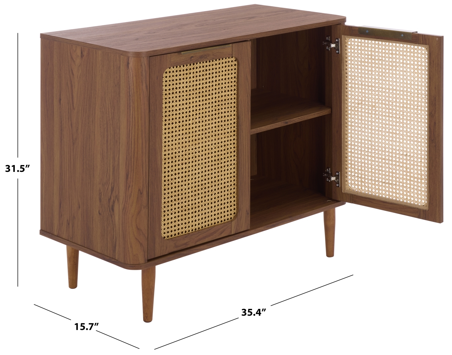 Brey 2 Door Compact Sideboard - Walnut / Brass - Image 9