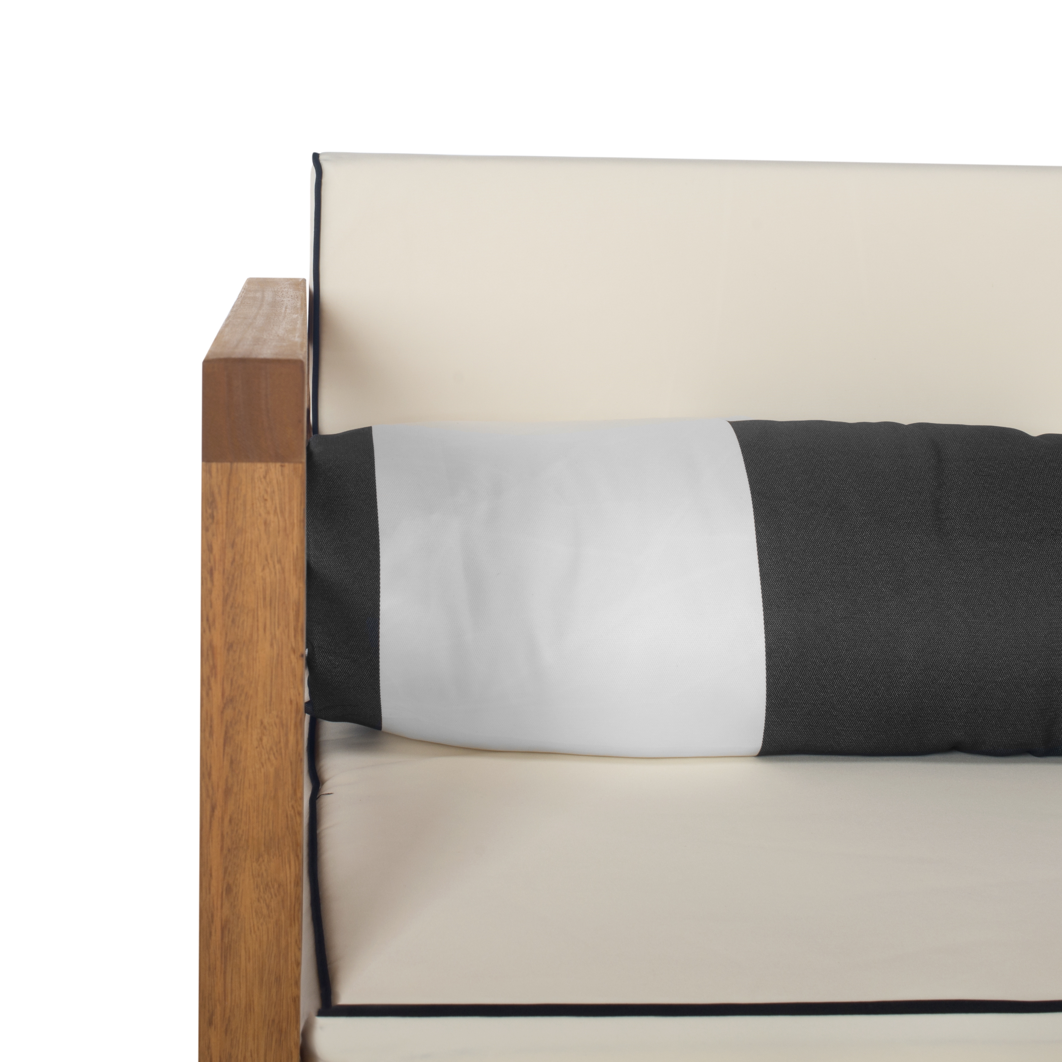 Alda 4 Piece Outdoor Set With Accent Pillows - Natural/Black/White - Safavieh - Image 1