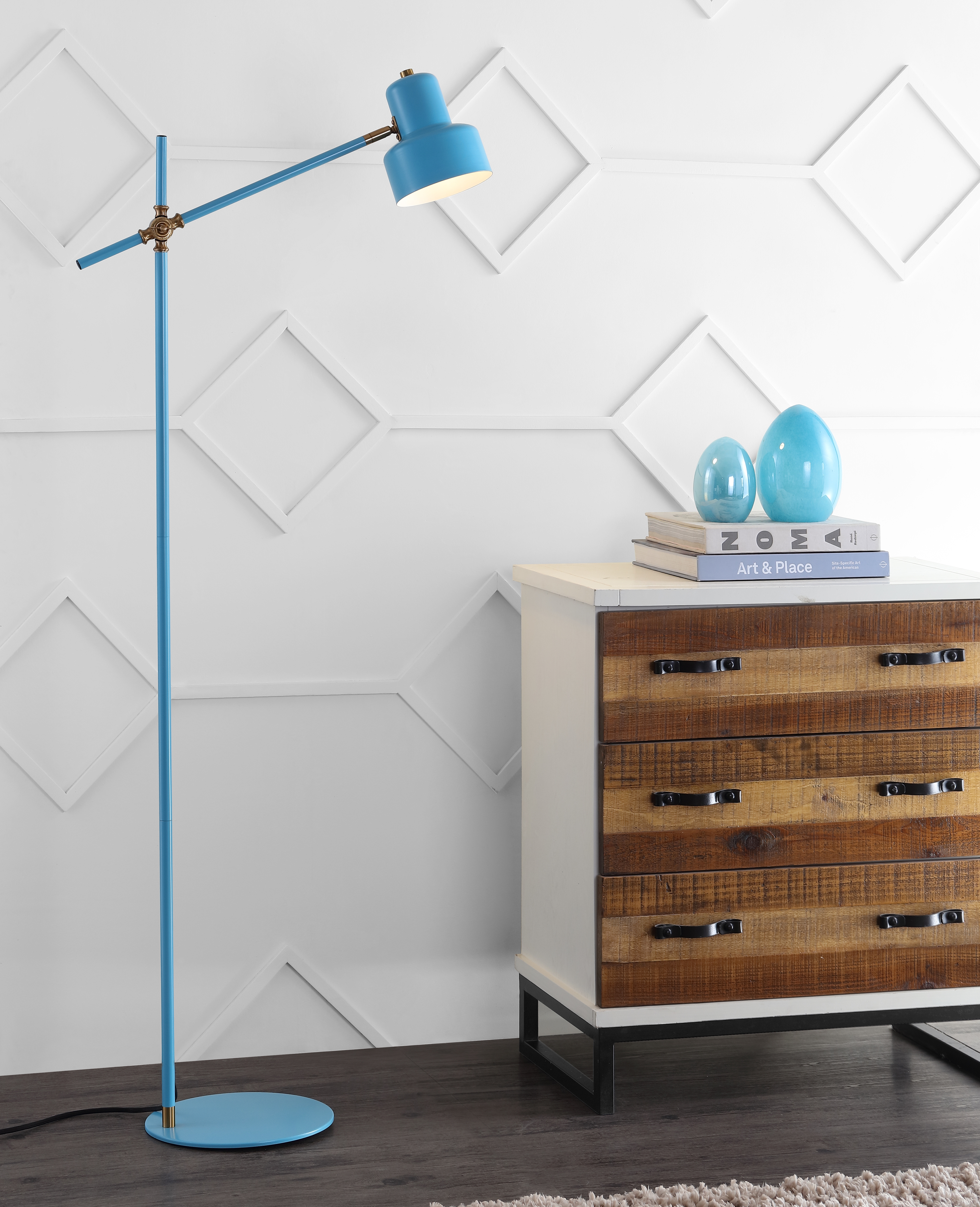 Jaden Floor Lamp - Blue/Brass Gold - Safavieh - Image 0