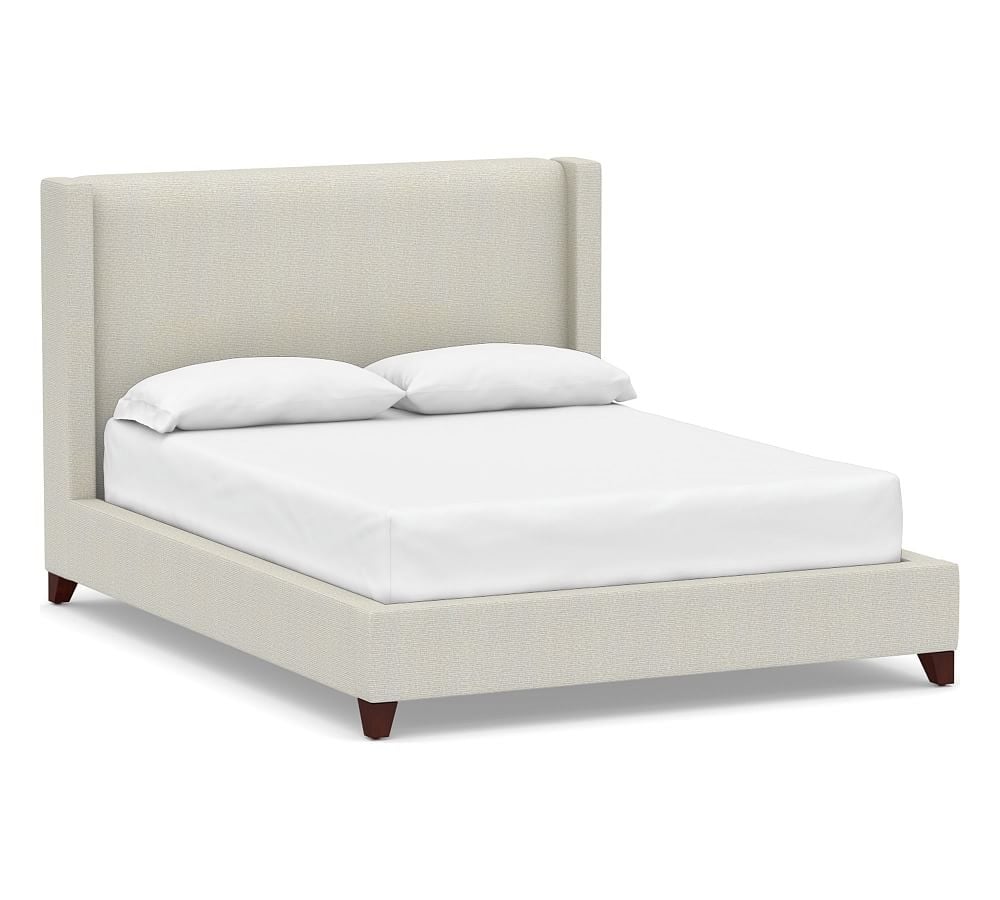 Harper Non-Tufted Upholstered Low Bed without Nailheads, Full, Performance Heathered Basketweave Dove - Image 0