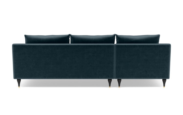 Sloan Left Sectional with Blue Sapphire Fabric, down alternative cushions, and Matte Black with Brass Cap legs - Image 3