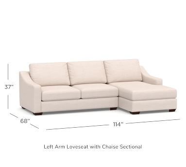 Big Sur Slope Arm Upholstered Left Arm Sofa with Chaise Sectional and Bench Cushion, Down Blend Wrapped Cushions, Jumbo Basketweave Oatmeal - Image 1