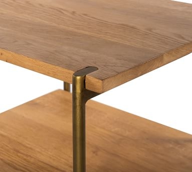 Archdale Rectangular Side Table, Satin Brass & Natural Oak - Image 4