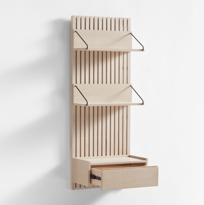 Batten 60" White Oak Panel and Floating Drawer Set - Image 2