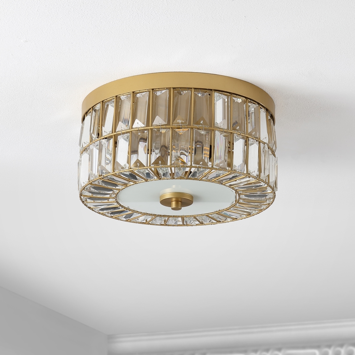 Parda 3Lt 12" Flush Mount - Brass - Safavieh - Image 3