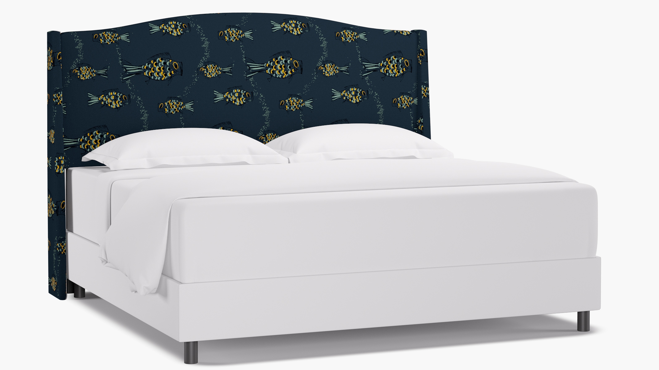 Classic Wingback Headboard, Indigo Sakana, King - Image 0