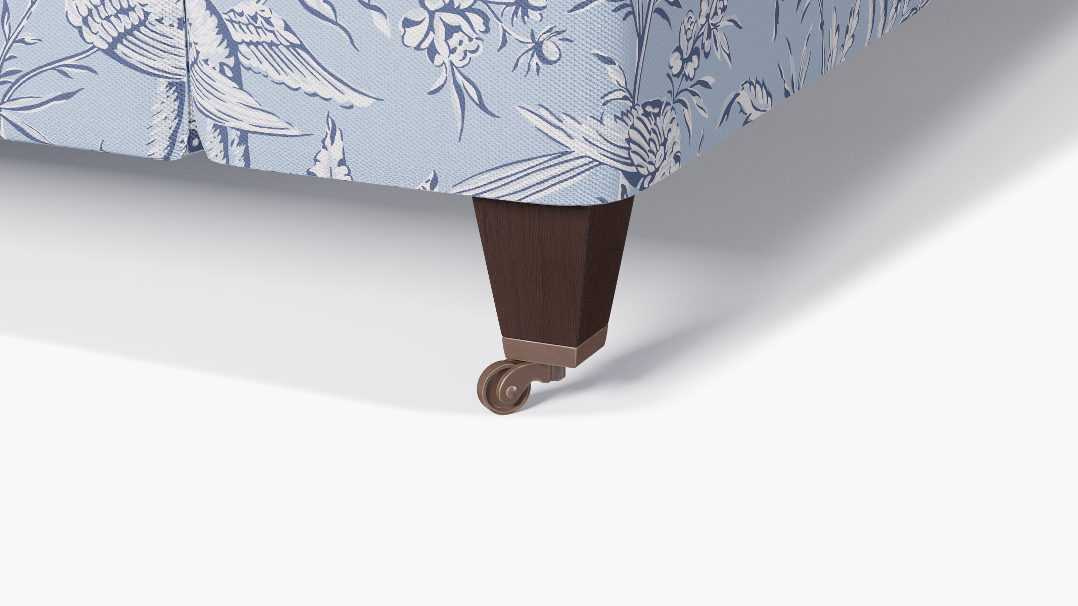 Classic Sofa, Blue Aviary, Espresso with Antique Brass Caster - Image 6