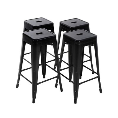 Black Metal Bar Stools Set Of 4 Counter Stool 30 Inches Height - Image 0