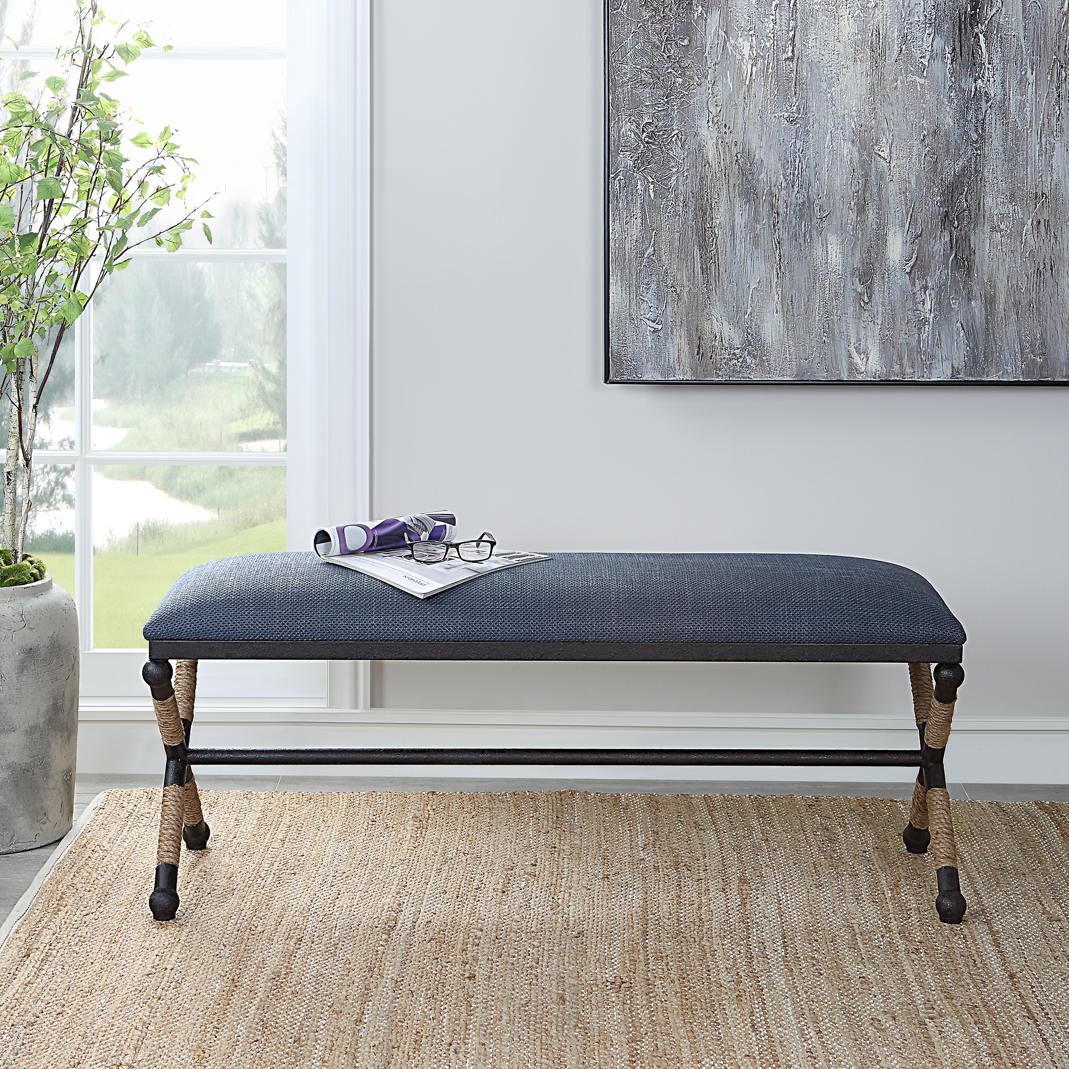 Firth Rustic Navy Bench - Image 2
