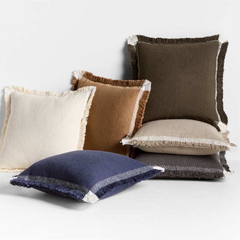 Weekend Burnt Green Organic Cotton 23x23 Throw Pillow with Feather Insert - Image 1