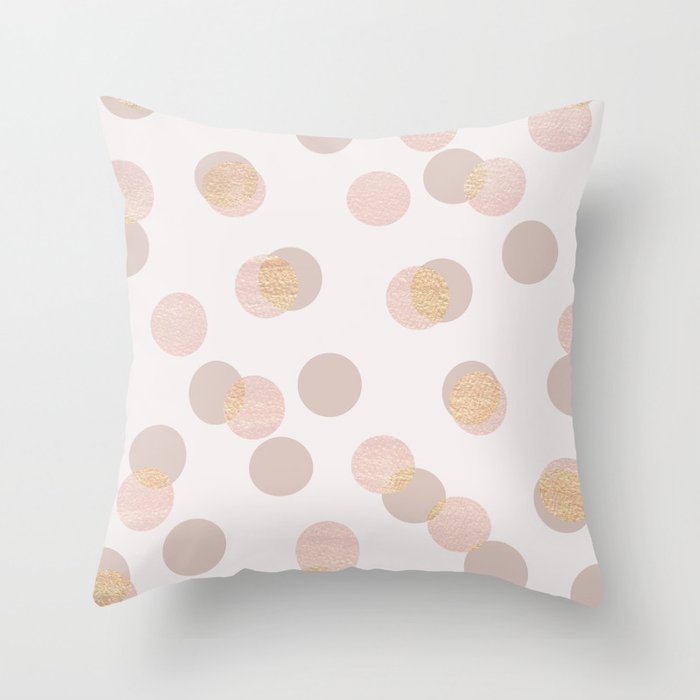 Rose Gold Dots Pattern Couch Throw Pillow by Georgiana Paraschiv - Cover (18" x 18") with pillow insert - Indoor Pillow - Image 0