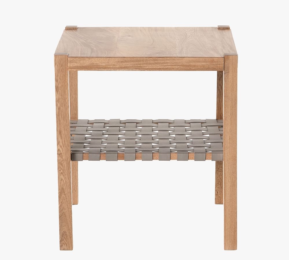 Bardill 20" Wood & Woven Leather End Table, Natural Rosa Morada & Smoke Gray - Image 0