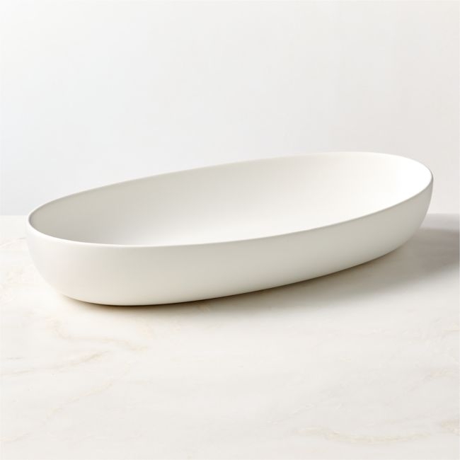 Mori Matte White Oval Serving Bowl Extra Large - Image 0