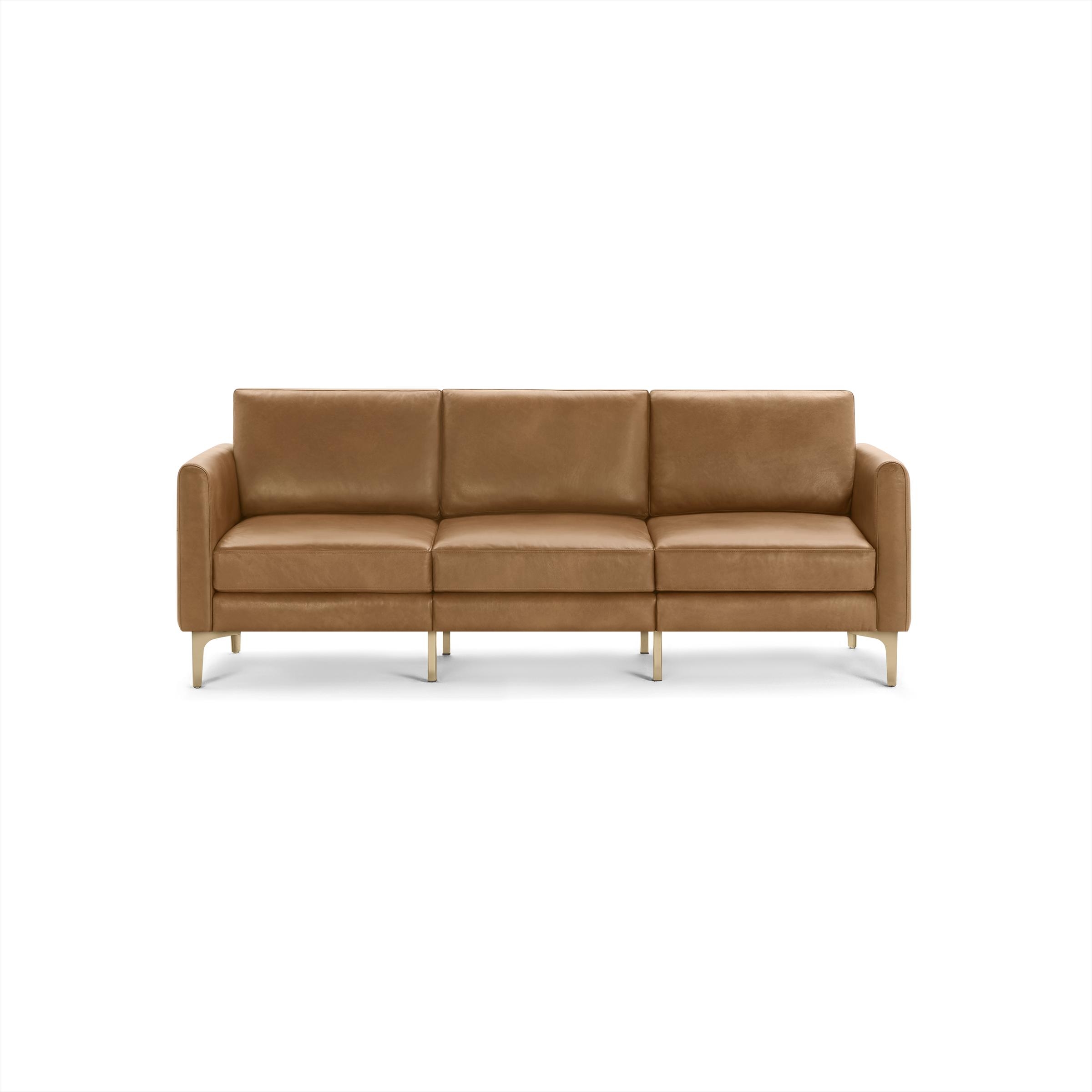 Nomad Leather Sofa - Camel - Top Grain Leather / Brass - Metal / Arch - Image 0