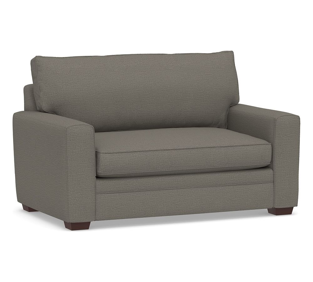 Pearce Square Arm Upholstered Twin Sleeper Sofa, Polyester Wrapped Cushions, Chunky Basketweave Metal - Image 0